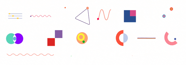 Various types of animated shapes and lines provided on OFFEO platform